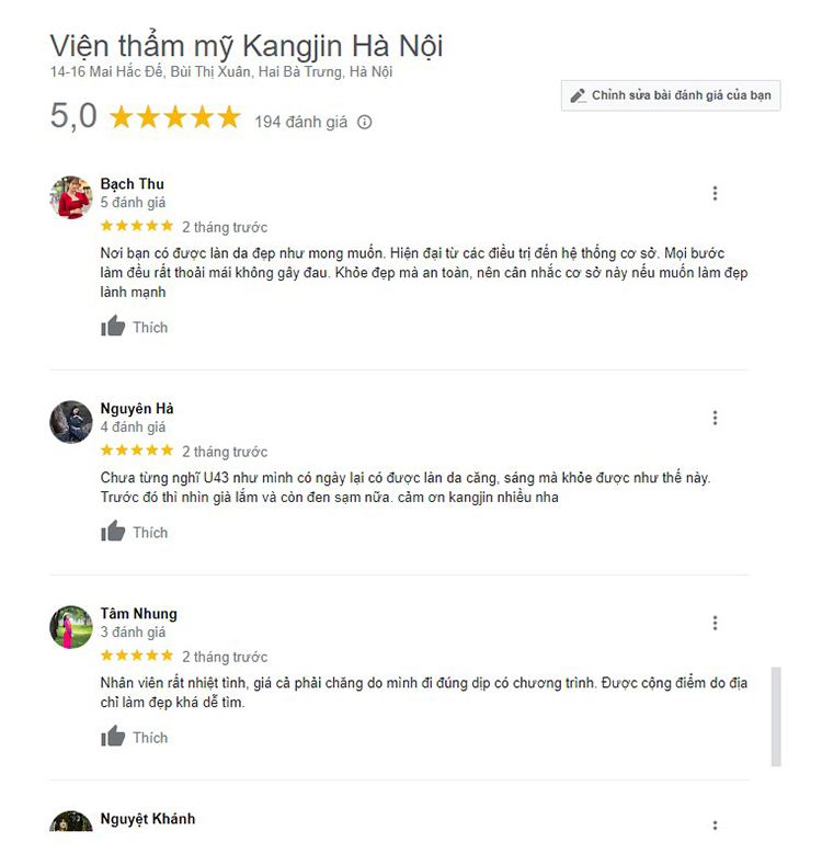 Review từ khách hàng viện thẩm mỹ KangJin