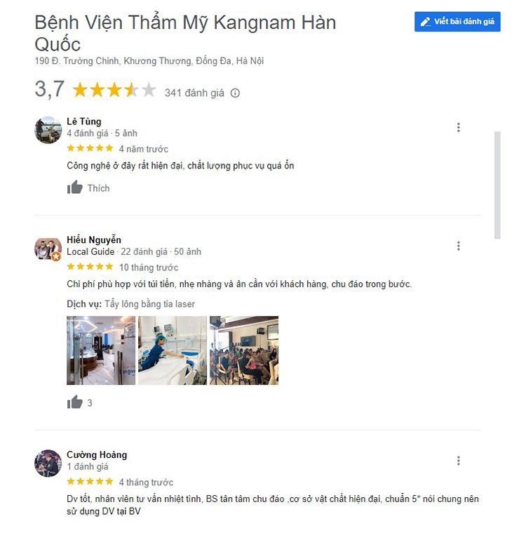 Review từ khách hàng thẩm mỹ Kangnam