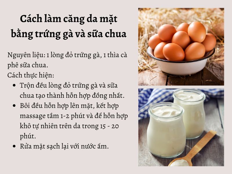 Cách làm căng da mặt bằng trứng gà và sữa chua 