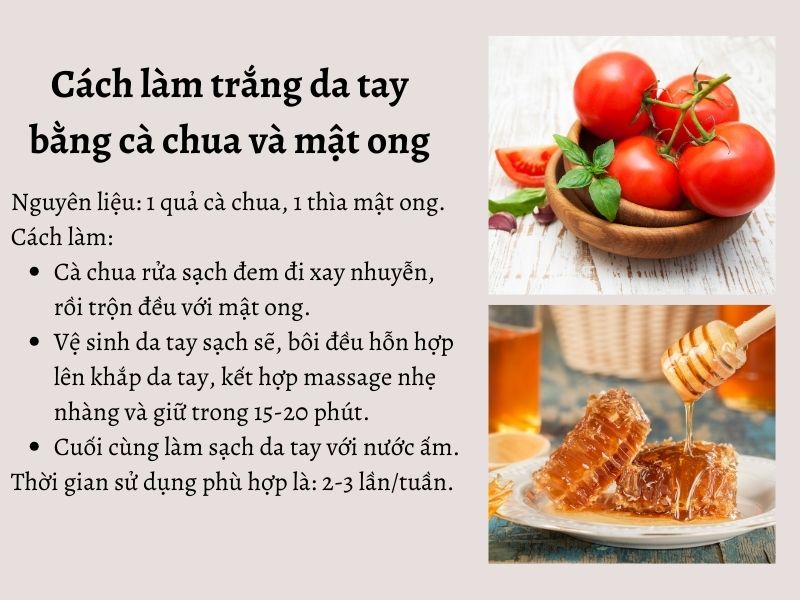 Cách làm trắng da tay từ cà chua và mật ong 