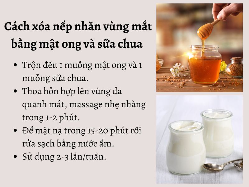 Cách xóa nếp nhăn vùng mắt bằng mật ong cùng sữa chua 