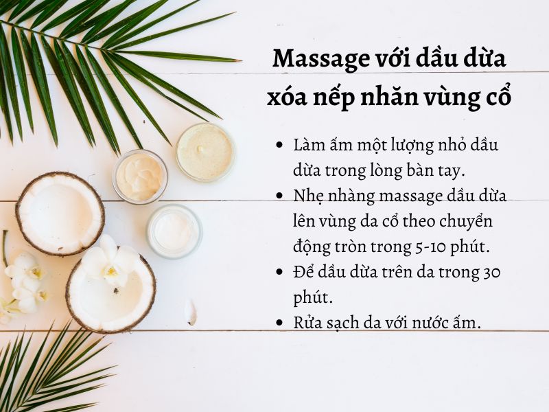 Massage xóa nếp nhăn vùng cổ bằng dầu dừa tại nhà 