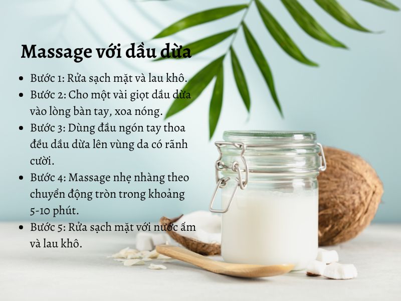 Sử dụng dầu dừa massage xóa rãnh cười tại nhà 