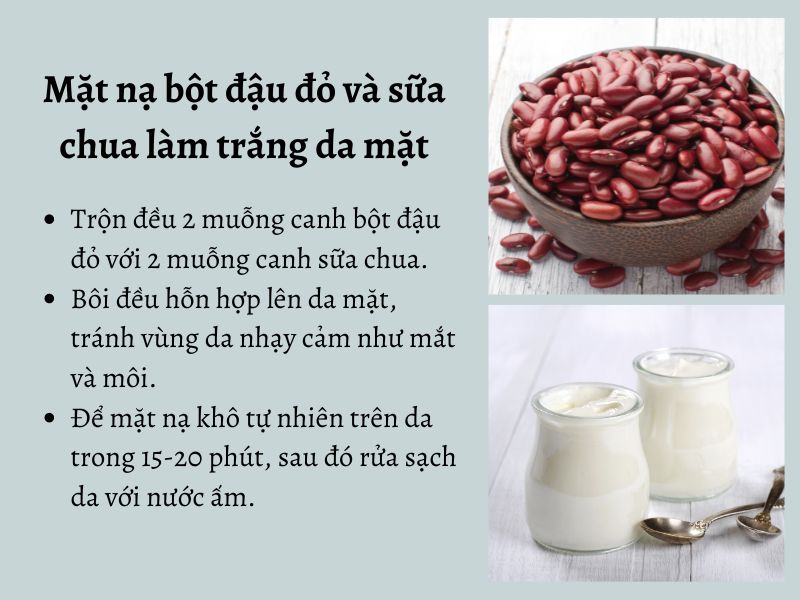 Làm trắng da mặt bằng bột đậu đỏ và sữa chua 