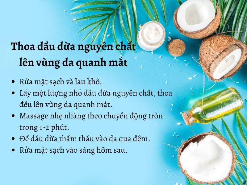 Dùng dầu dừa nguyên chất cải thiện nếp nhăn mắt 