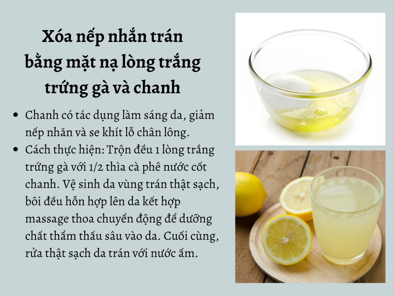 Kết hợp lòng trắng trứng gà và chanh xóa nếp nhăn trán 